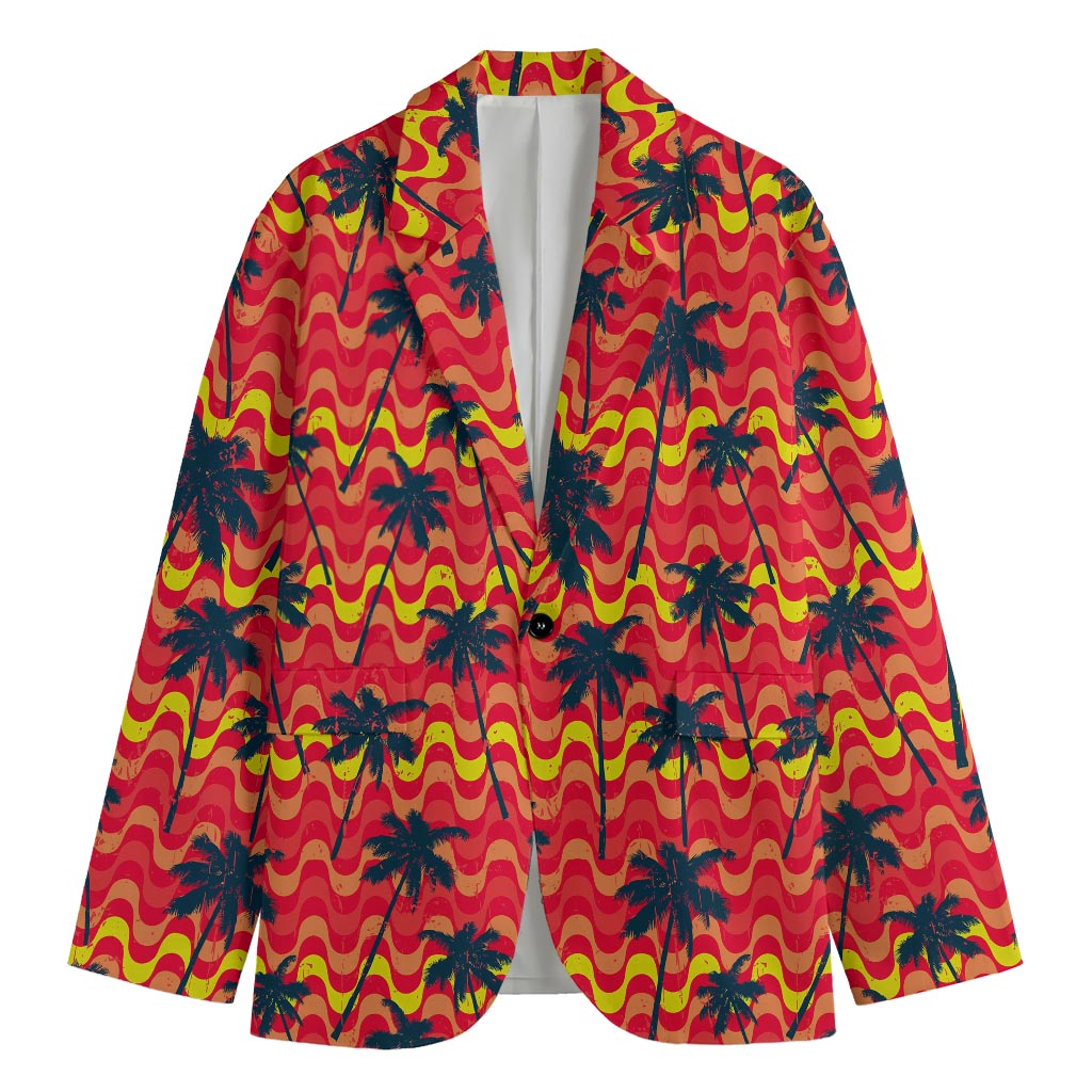 Trippy Palm Tree Pattern Print Men's Blazer