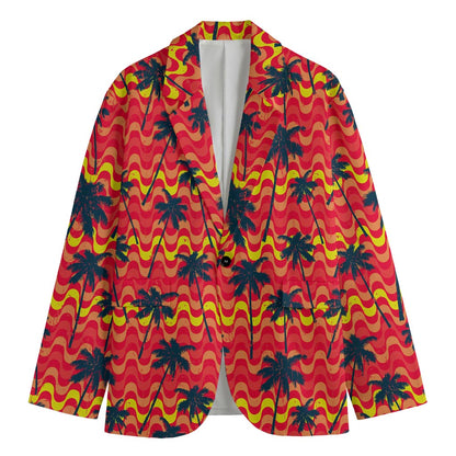 Trippy Palm Tree Pattern Print Men's Blazer