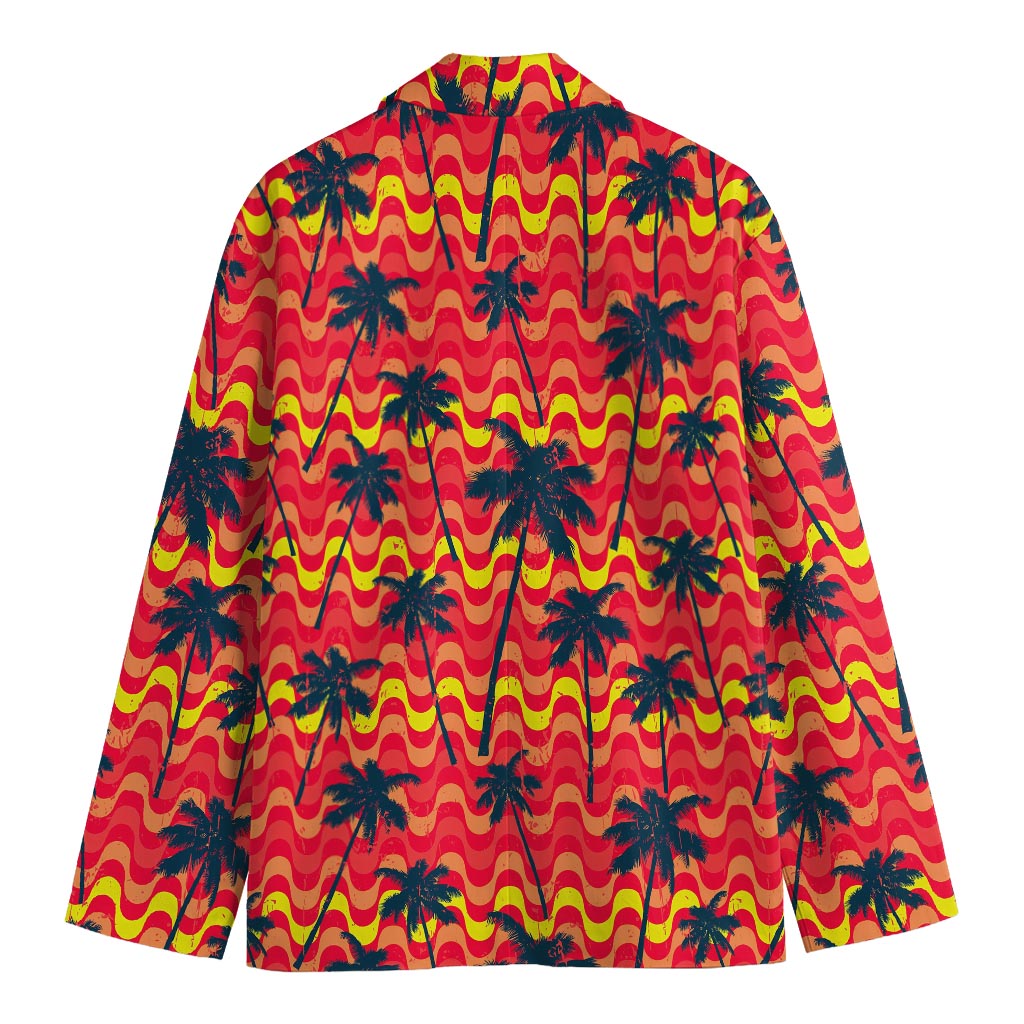Trippy Palm Tree Pattern Print Men's Blazer