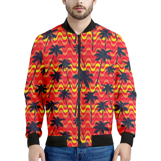 Trippy Palm Tree Pattern Print Men's Bomber Jacket