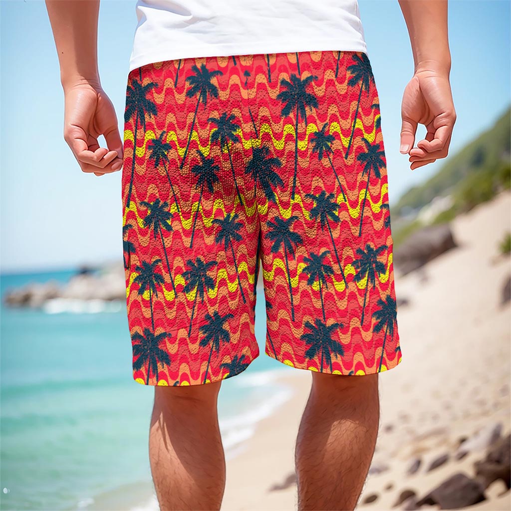 Trippy Palm Tree Pattern Print Men's Cargo Shorts