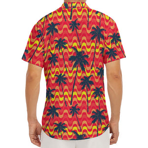 Trippy Palm Tree Pattern Print Men's Deep V-Neck Shirt