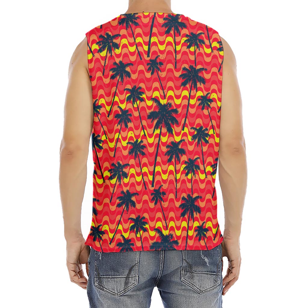 Trippy Palm Tree Pattern Print Men's Fitness Tank Top