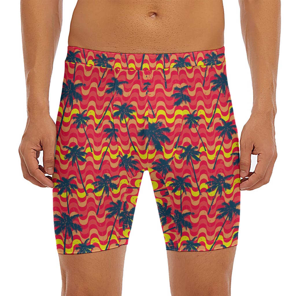 Trippy Palm Tree Pattern Print Men's Long Boxer Briefs