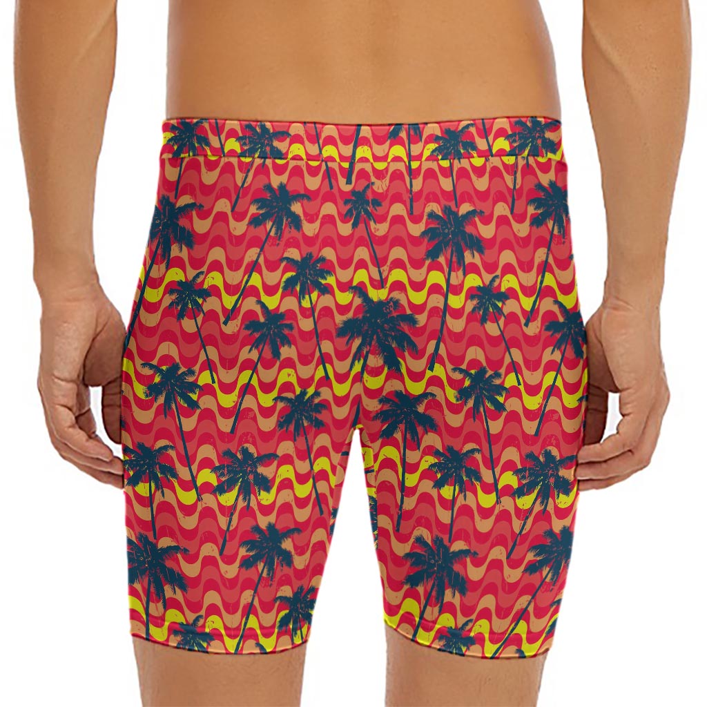 Trippy Palm Tree Pattern Print Men's Long Boxer Briefs