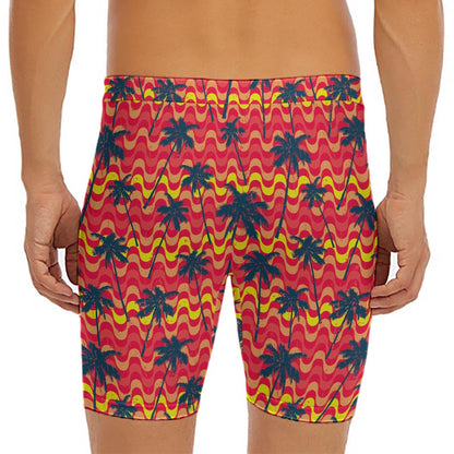 Trippy Palm Tree Pattern Print Men's Long Boxer Briefs