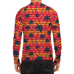 Trippy Palm Tree Pattern Print Men's Long Sleeve Rash Guard