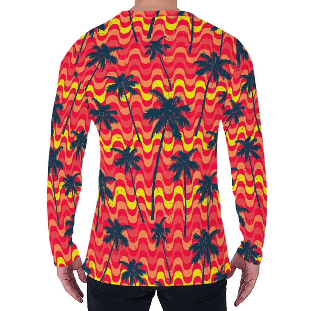 Trippy Palm Tree Pattern Print Men's Long Sleeve T-Shirt