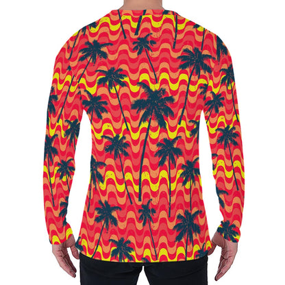 Trippy Palm Tree Pattern Print Men's Long Sleeve T-Shirt