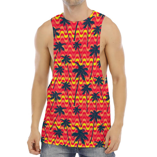 Trippy Palm Tree Pattern Print Men's Muscle Tank Top