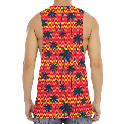 Trippy Palm Tree Pattern Print Men's Muscle Tank Top