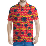 Trippy Palm Tree Pattern Print Men's Polo Shirt