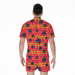 Trippy Palm Tree Pattern Print Men's Rompers