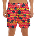Trippy Palm Tree Pattern Print Men's Split Running Shorts
