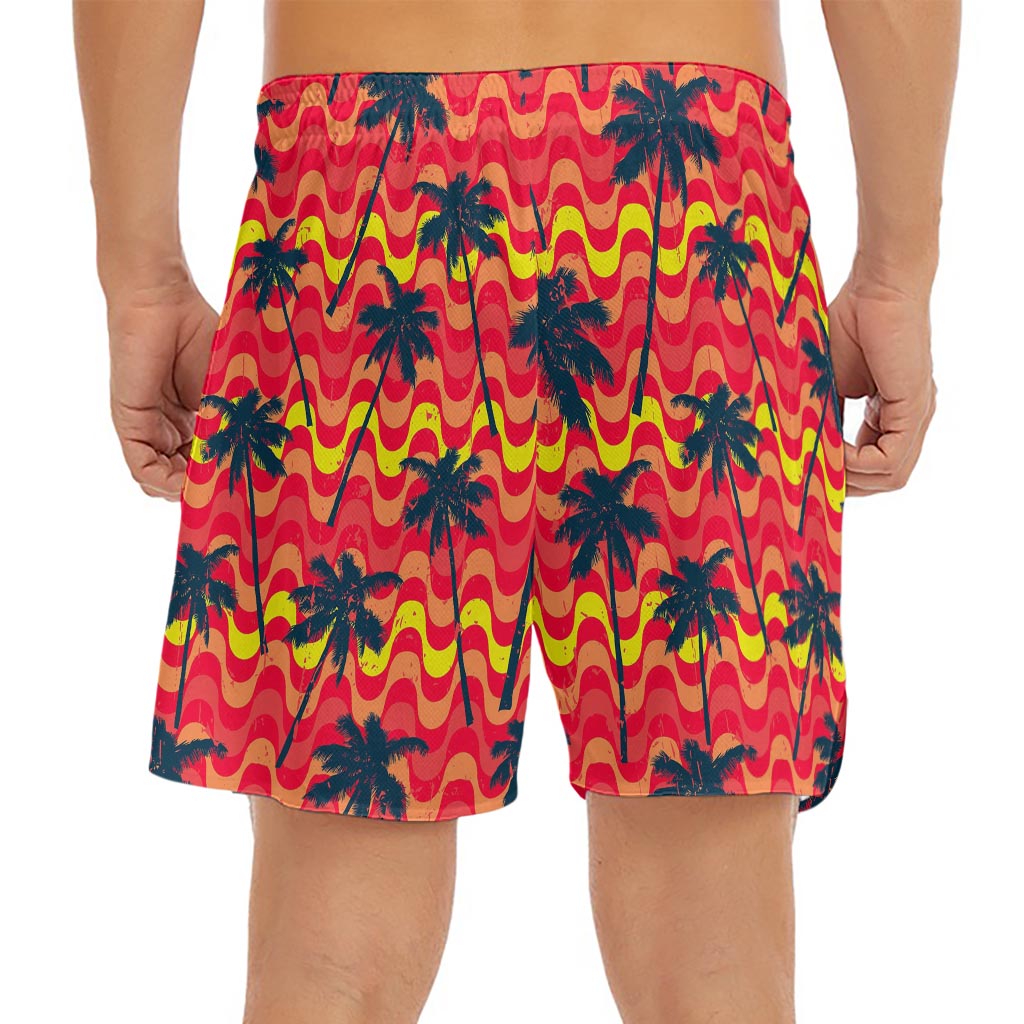 Trippy Palm Tree Pattern Print Men's Split Running Shorts
