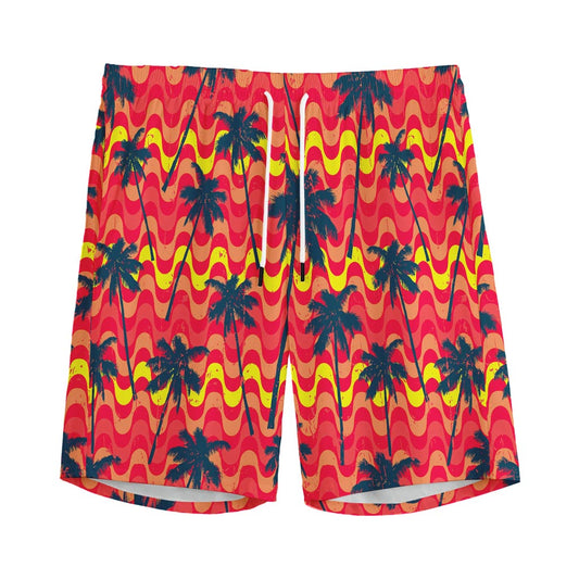 Trippy Palm Tree Pattern Print Men's Sports Shorts