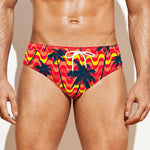 Trippy Palm Tree Pattern Print Men's Swim Briefs