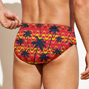 Trippy Palm Tree Pattern Print Men's Swim Briefs