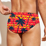 Trippy Palm Tree Pattern Print Men's Swim Briefs