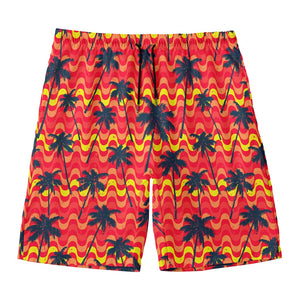 Trippy Palm Tree Pattern Print Men's Swim Trunks