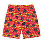 Trippy Palm Tree Pattern Print Men's Swim Trunks