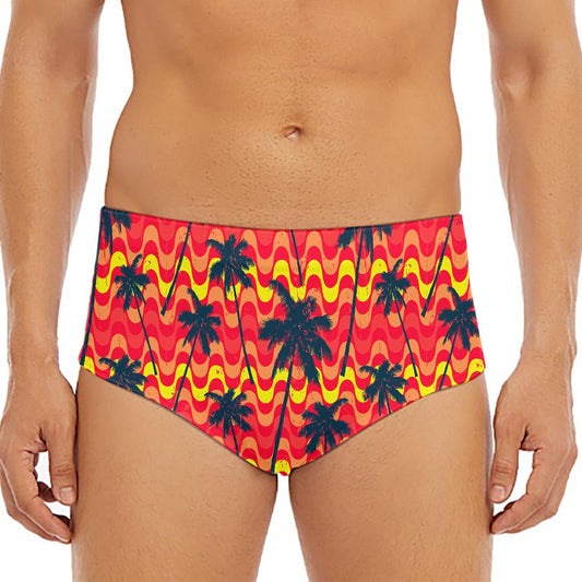 Trippy Palm Tree Pattern Print Men's Triangle Swim Briefs