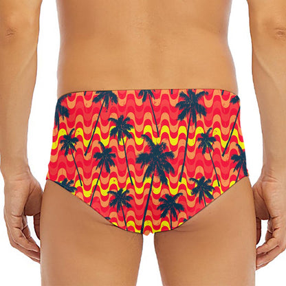 Trippy Palm Tree Pattern Print Men's Triangle Swim Briefs