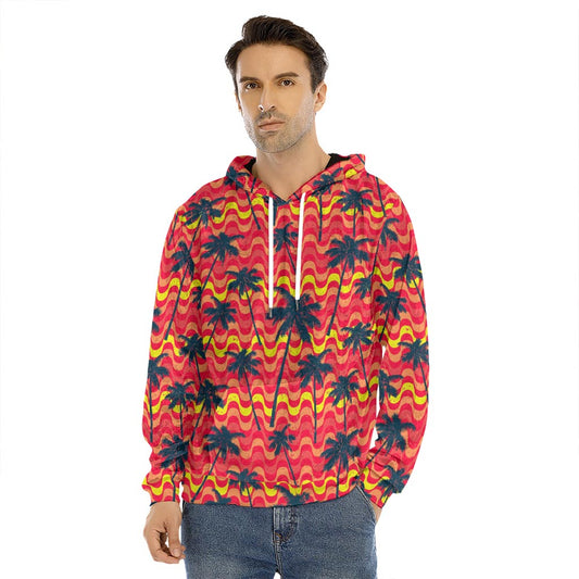Trippy Palm Tree Pattern Print Men's Velvet Pullover Hoodie