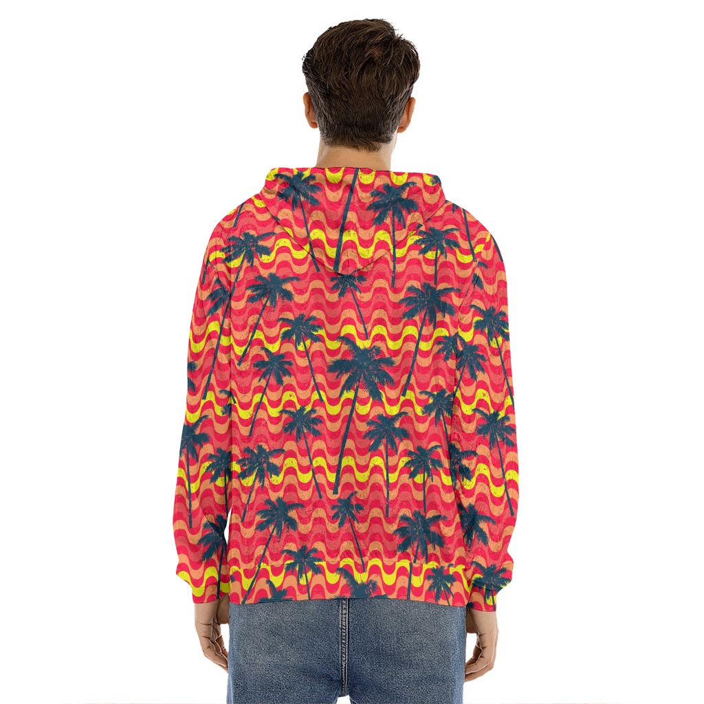Trippy Palm Tree Pattern Print Men's Velvet Pullover Hoodie