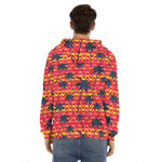 Trippy Palm Tree Pattern Print Men's Velvet Pullover Hoodie