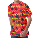 Trippy Palm Tree Pattern Print Men's Velvet T-Shirt