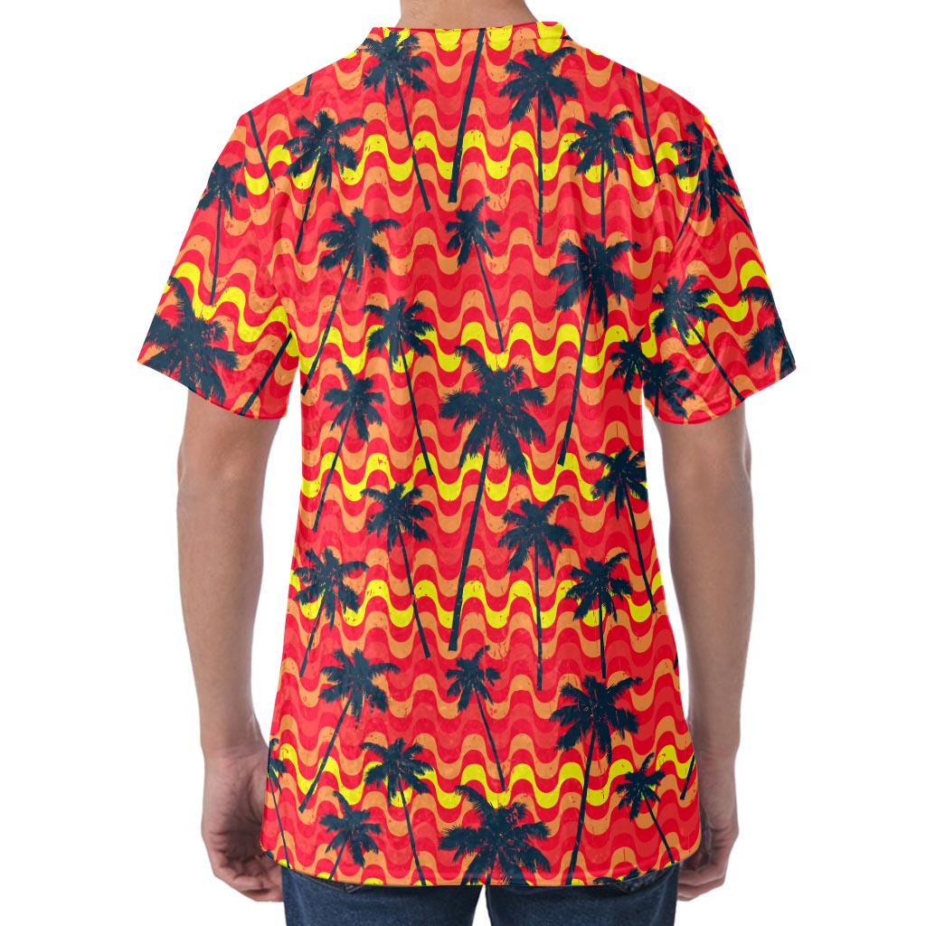 Trippy Palm Tree Pattern Print Men's Velvet T-Shirt