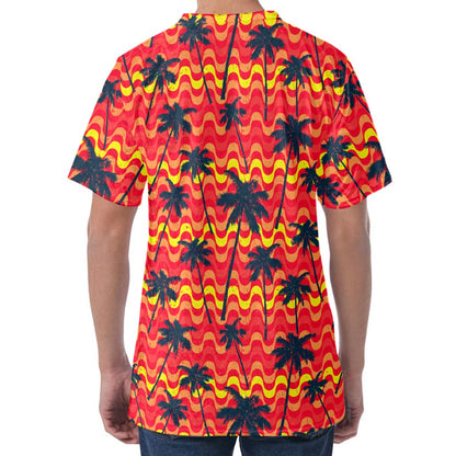 Trippy Palm Tree Pattern Print Men's Velvet T-Shirt