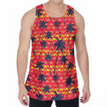 Trippy Palm Tree Pattern Print Men's Velvet Tank Top