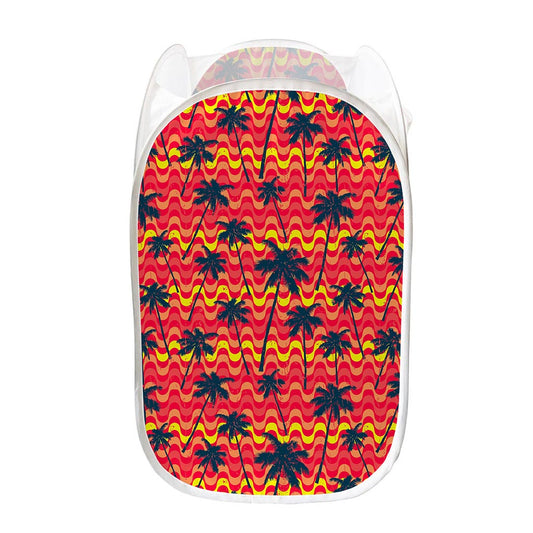 Trippy Palm Tree Pattern Print Mesh Laundry Hamper
