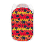 Trippy Palm Tree Pattern Print Mesh Laundry Hamper