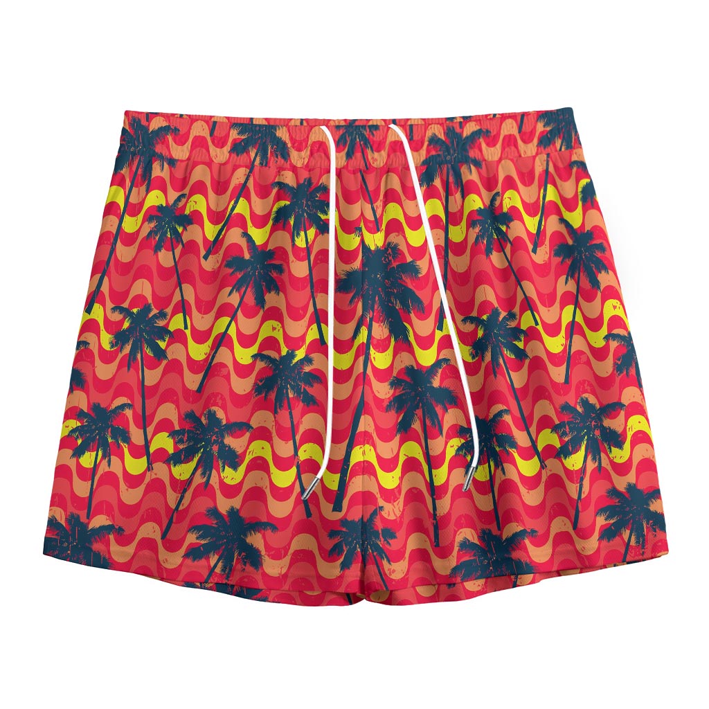 Trippy Palm Tree Pattern Print Mesh Shorts