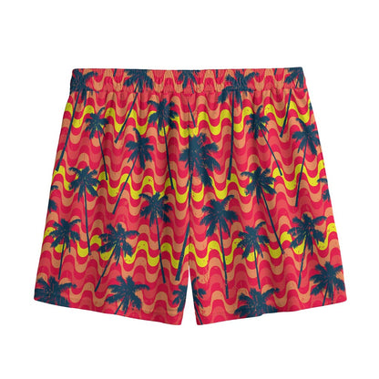 Trippy Palm Tree Pattern Print Mesh Shorts