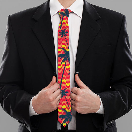 Trippy Palm Tree Pattern Print Necktie