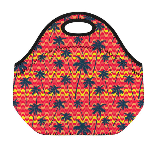 Trippy Palm Tree Pattern Print Neoprene Lunch Bag