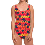 Trippy Palm Tree Pattern Print One Piece Swimsuit