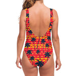 Trippy Palm Tree Pattern Print One Piece Swimsuit