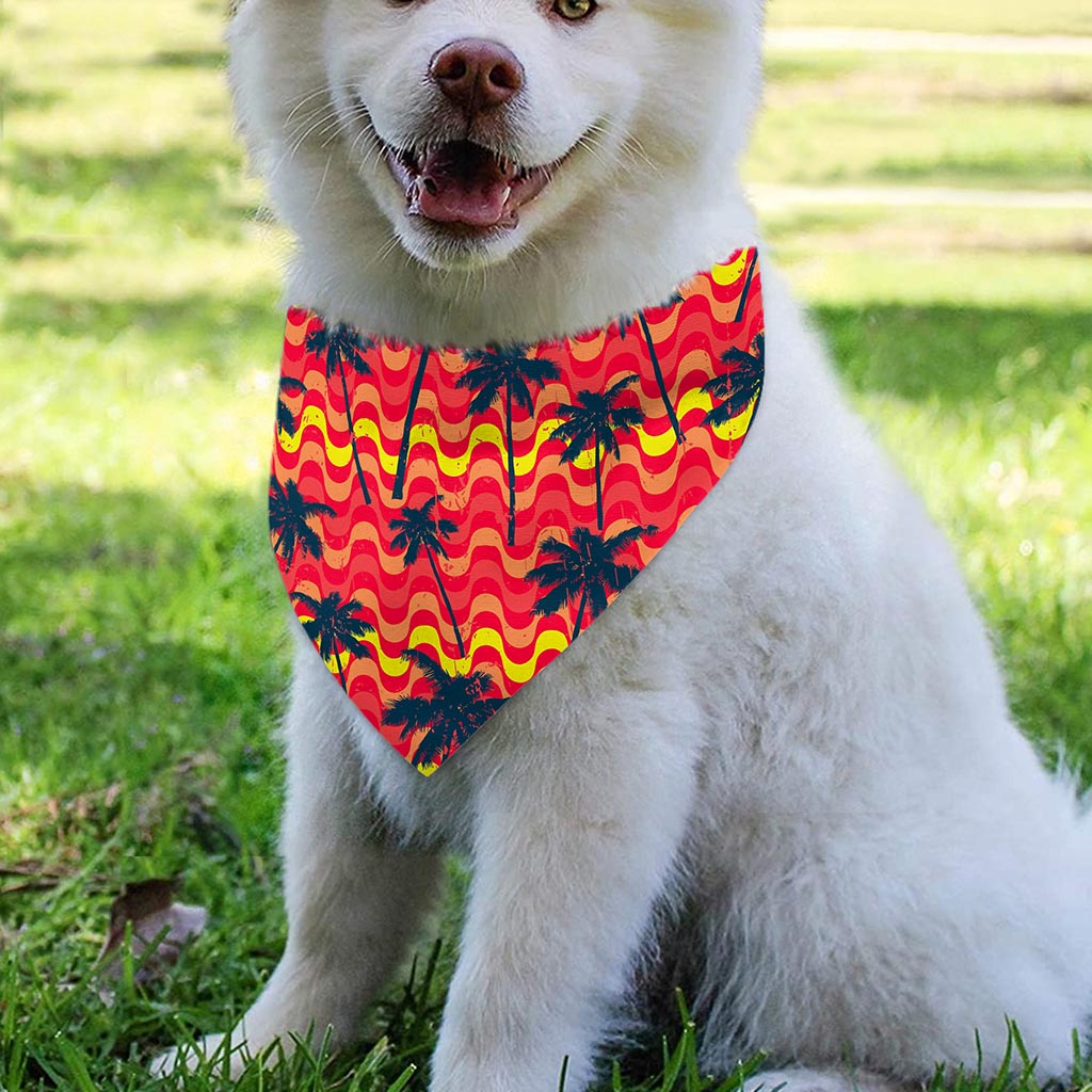 Trippy Palm Tree Pattern Print Over The Collar Dog Bandana