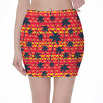 Trippy Palm Tree Pattern Print Pencil Mini Skirt