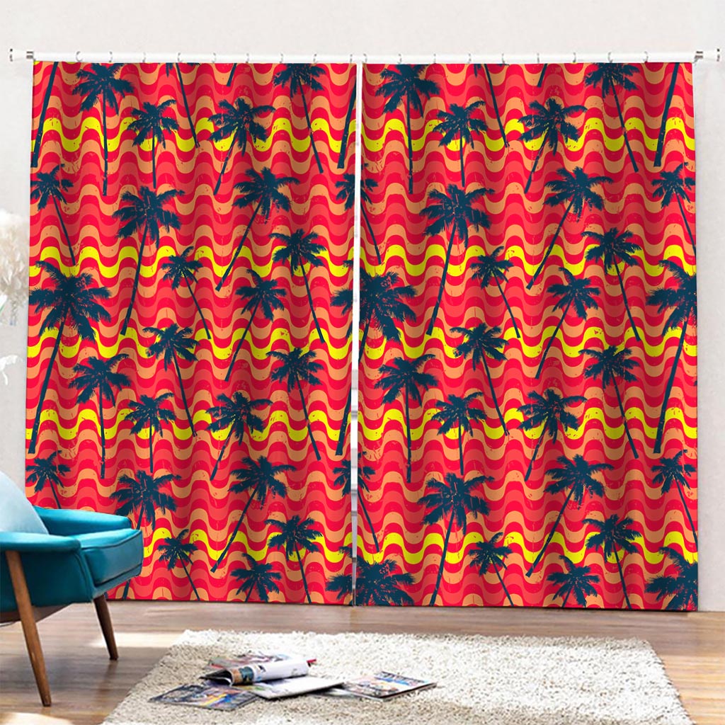 Trippy Palm Tree Pattern Print Pencil Pleat Curtains