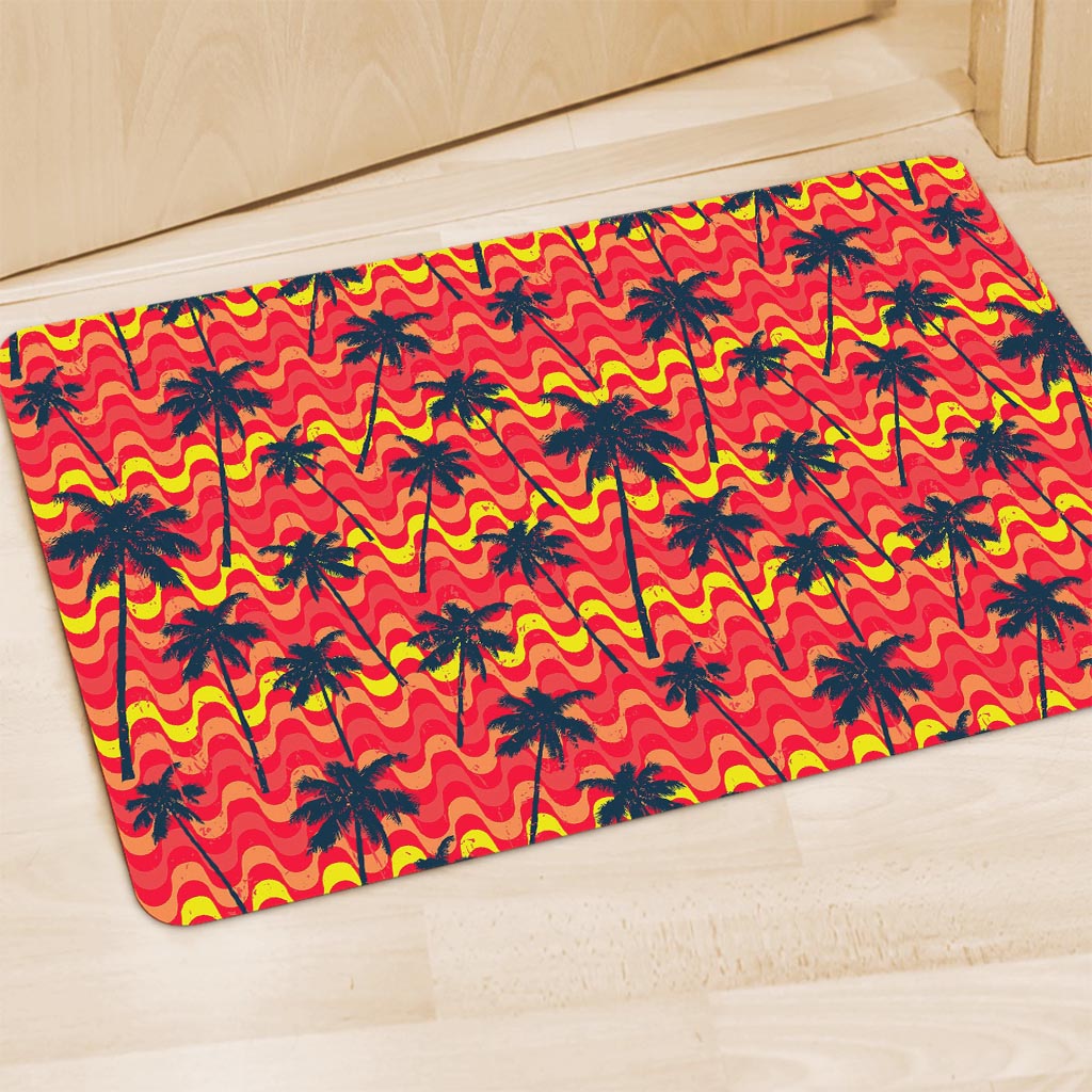 Trippy Palm Tree Pattern Print Polyester Doormat