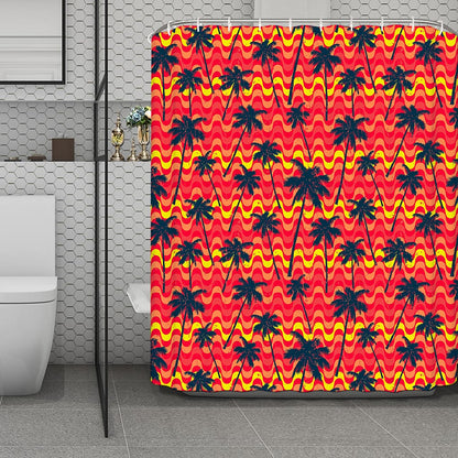 Trippy Palm Tree Pattern Print Polyester Shower Curtain