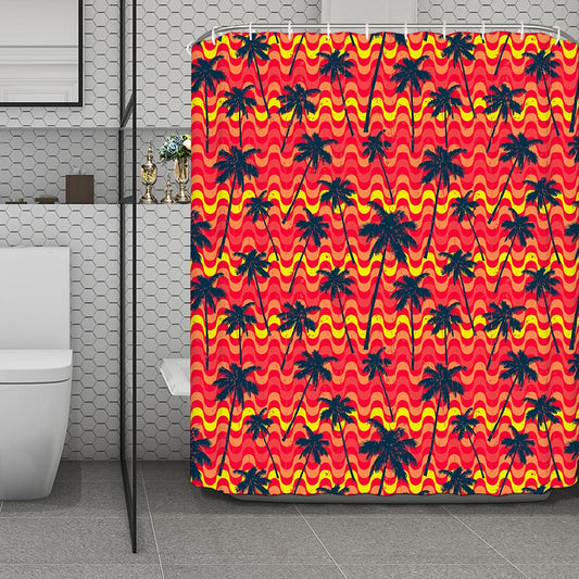 Trippy Palm Tree Pattern Print Polyester Shower Curtain