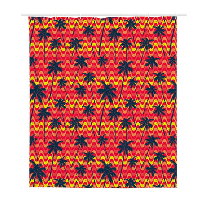 Trippy Palm Tree Pattern Print Polyester Shower Curtain