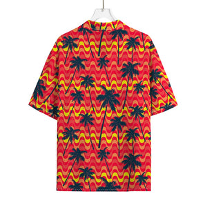 Trippy Palm Tree Pattern Print Rayon Hawaiian Shirt